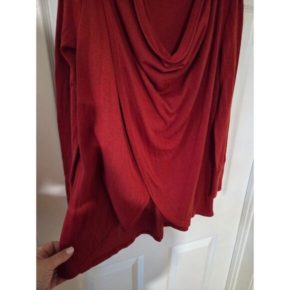 Soft Surroundings Oversized Small Wrap Top Red Crimson Long Sleeve - Picture 4 of 8